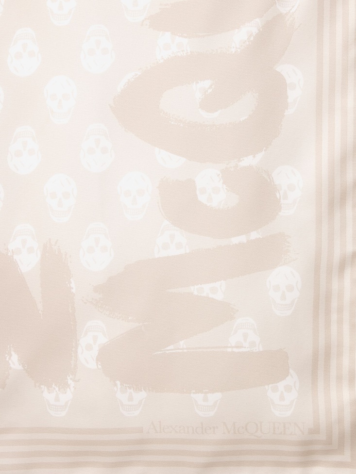 Cream Fashion Alexander McQueen Women's in Graffiti Biker Foulard