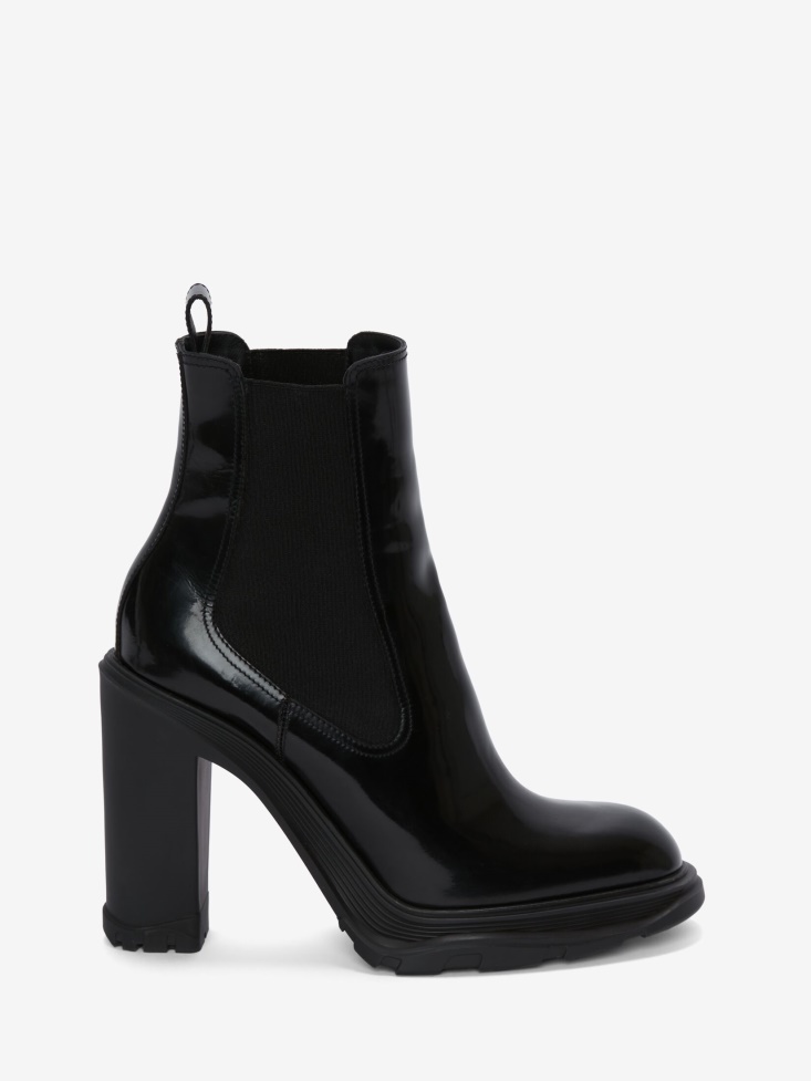 Alexander Fashion McQueen Black Women's Tread Heeled Chelsea Boot