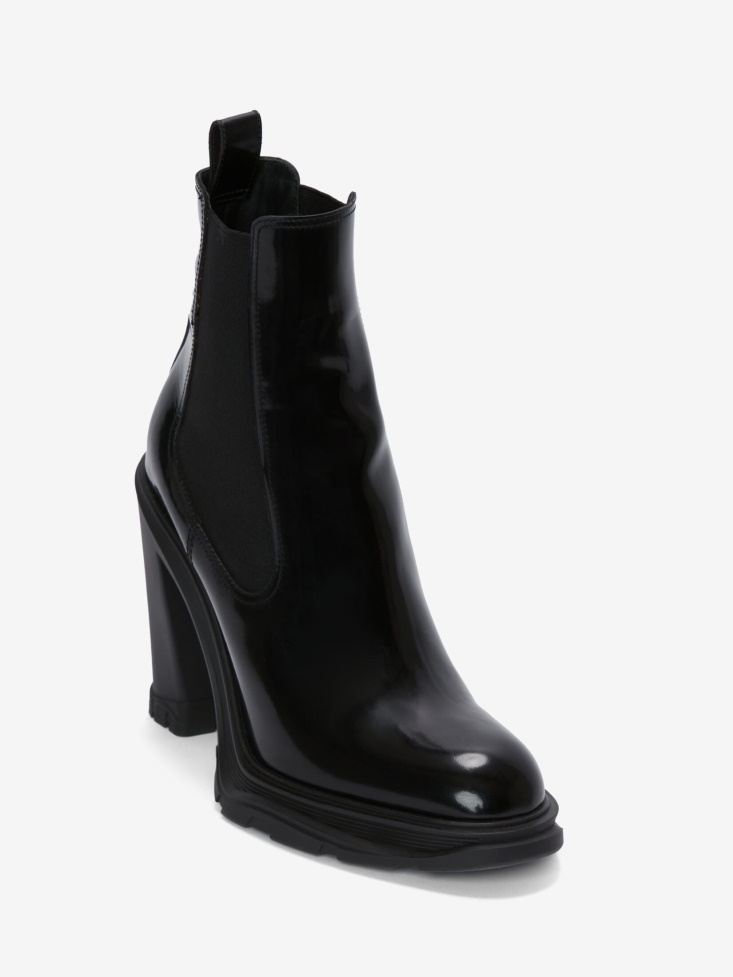 Alexander Fashion  McQueen Black Women's Tread Heeled Chelsea Boot