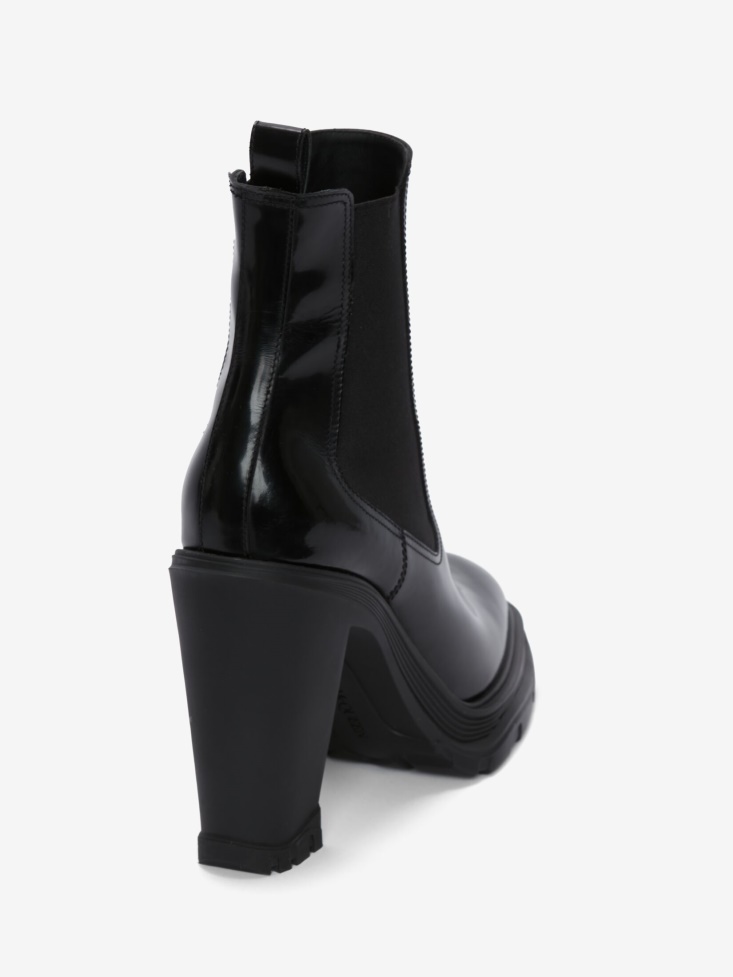 Alexander Fashion  McQueen Black Women's Tread Heeled Chelsea Boot