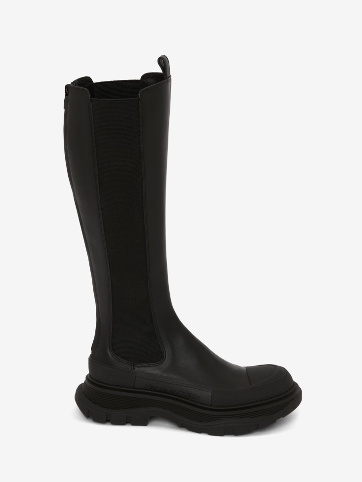 Alexander Fashion McQueen Women's Tread Slick Knee High Boot Black