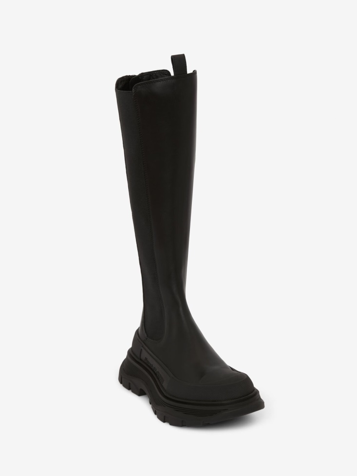 Alexander Fashion  McQueen Women's Tread Slick Knee High Boot Black