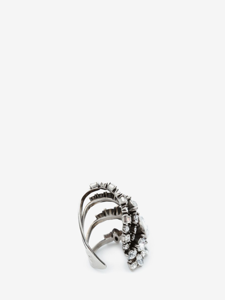 Antique Silver Men's Short Jewelled Stacked Ring Fashion Alexander McQueen