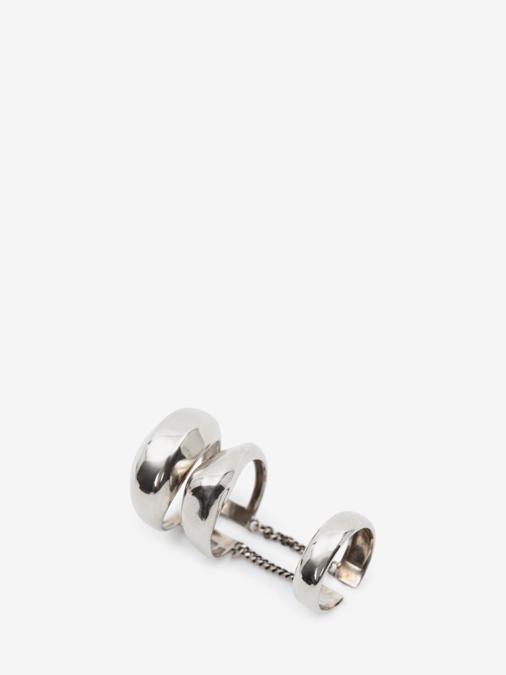 Antique Silver Fashion Alexander McQueen Men's Long Stacked Ring