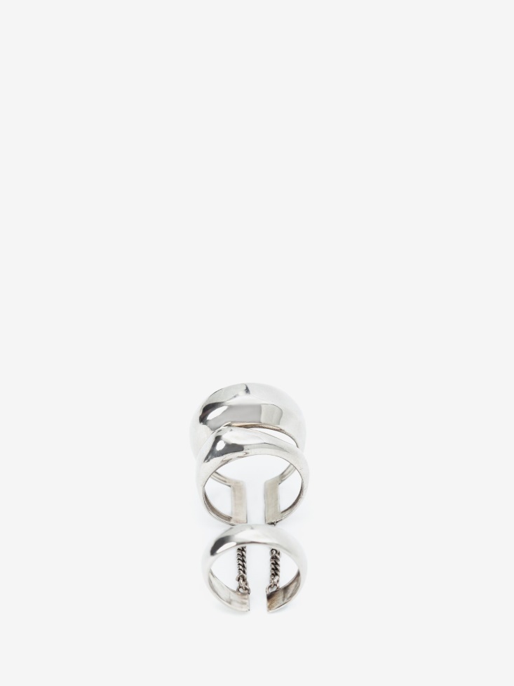 Antique Silver Fashion Alexander McQueen Men's Long Stacked Ring