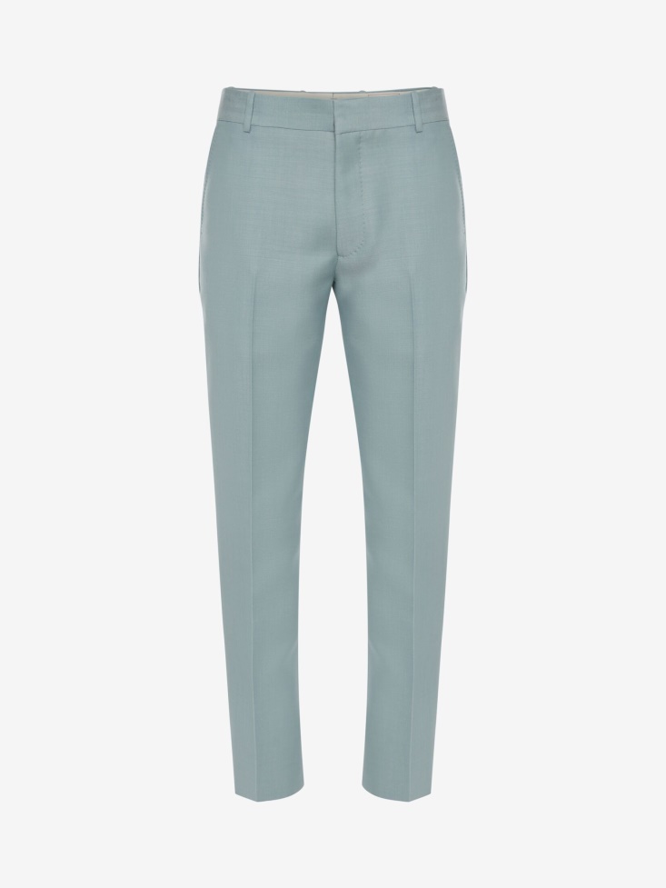Fashion Alexander McQueen Paradise Blue Men's Tailored Cigarette Trousers