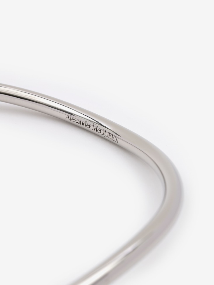 Women's Thin Tubular Choker Antique Silver Fashion Alexander McQueen