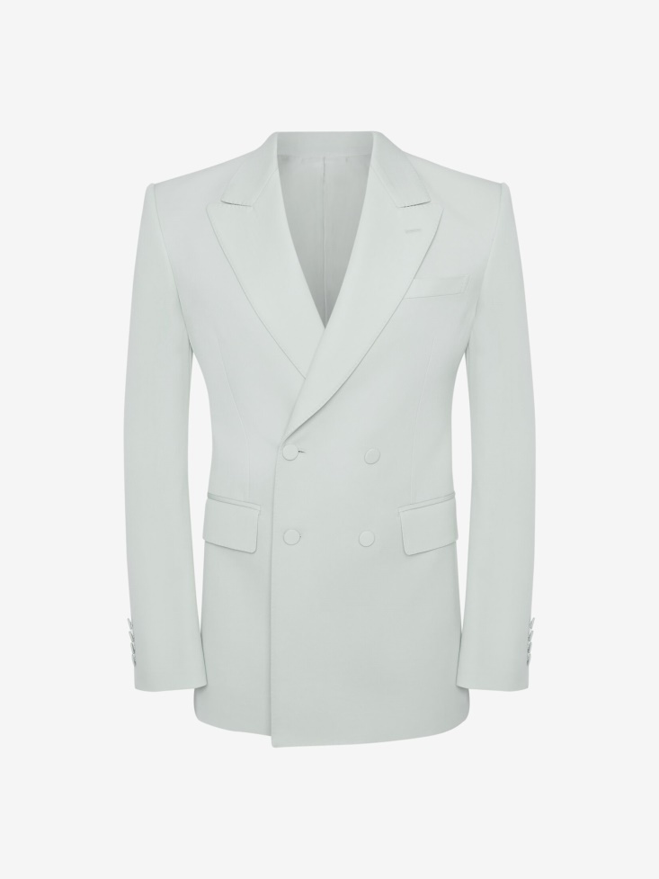 Fashion Alexander McQueen Opal Men's Grain De Poudre Double-Breasted Jacket